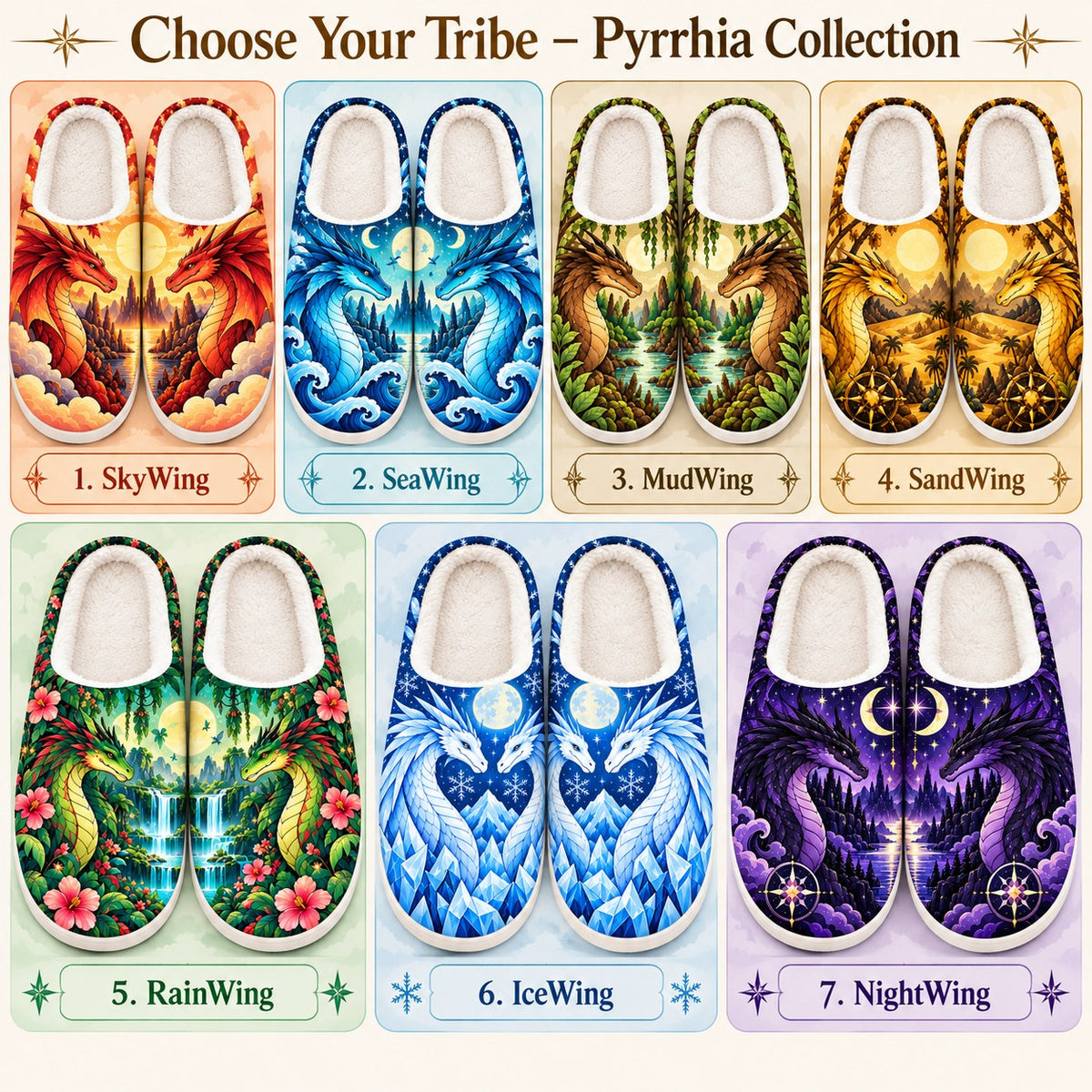 Choose your tribe - Pyrrhia collection slippers