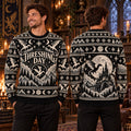 Threshing Day Moonlit Castle Black Knit Ugly Christmas Sweater – Fourth Wing Merch