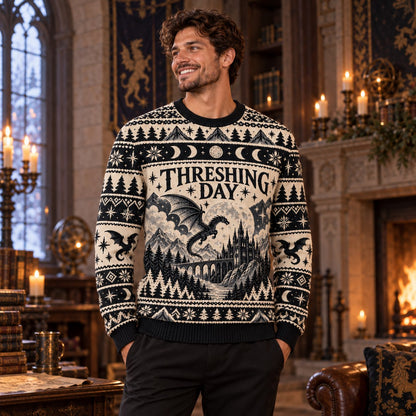 Threshing Day Mountain Bridge Knit Ugly Christmas Sweater