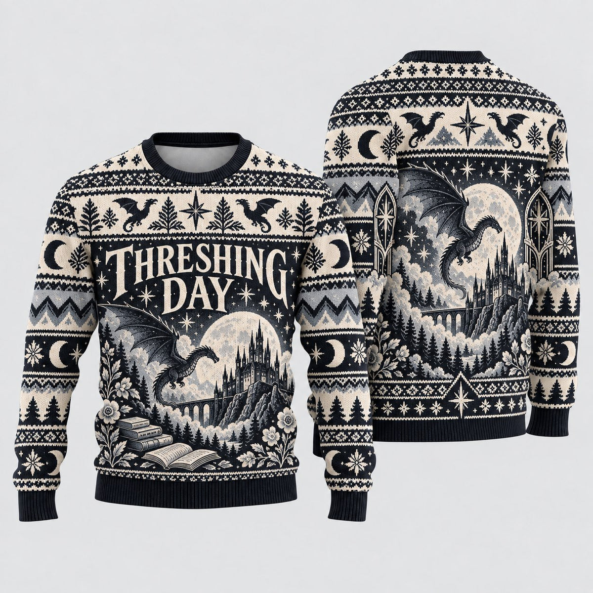 Threshing Day Mountain Bridge Knit Ugly Christmas Sweater