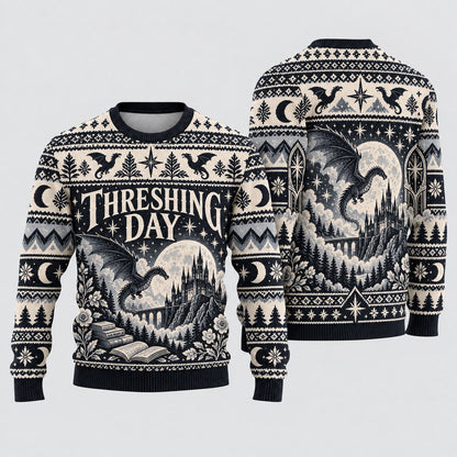 Threshing Day Mountain Bridge Knit Ugly Christmas Sweater