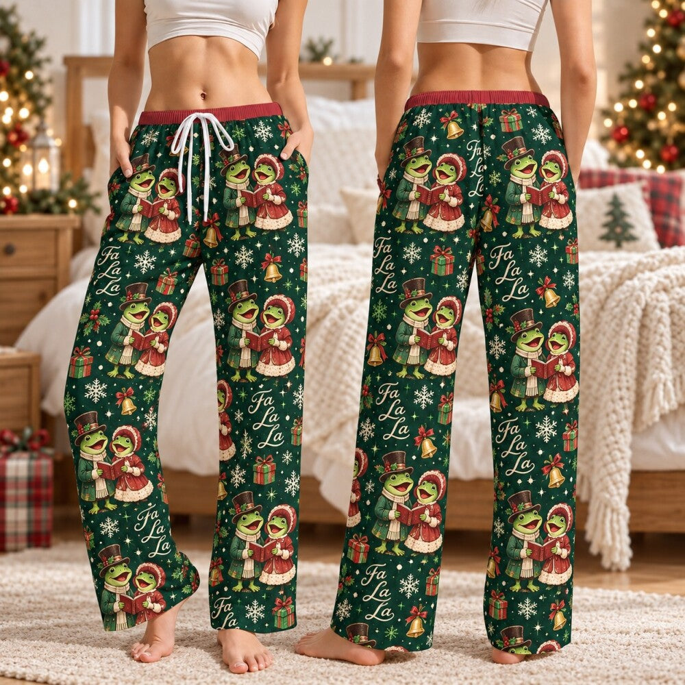 Cream Christmas Character Pajamas Set, Long Sleeve, Short Sleeve or Pajama Pants, Festive Holiday Sleepwear
