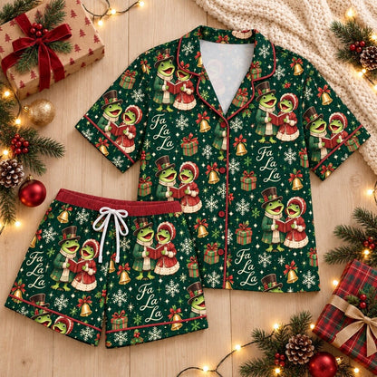 Cream Christmas Character Pajamas Set, Long Sleeve, Short Sleeve or Pajama Pants, Festive Holiday Sleepwear