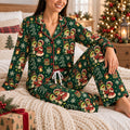 Cream Christmas Character Pajamas Set, Long Sleeve, Short Sleeve or Pajama Pants, Festive Holiday Sleepwear
