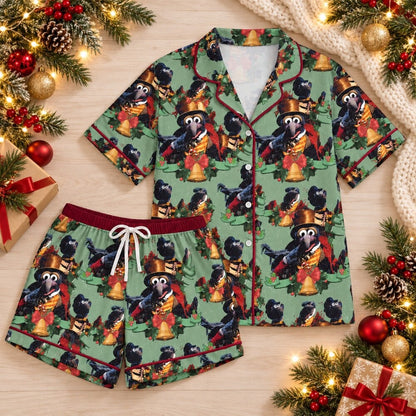 Cream Christmas Character Pajamas Set, Long Sleeve, Short Sleeve or Pajama Pants, Festive Holiday Sleepwear