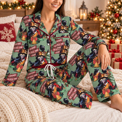 Cream Christmas Character Pajamas Set, Long Sleeve, Short Sleeve or Pajama Pants, Festive Holiday Sleepwear