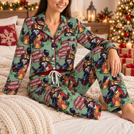 Cream Christmas Character Pajamas Set, Long Sleeve, Short Sleeve or Pajama Pants, Festive Holiday Sleepwear