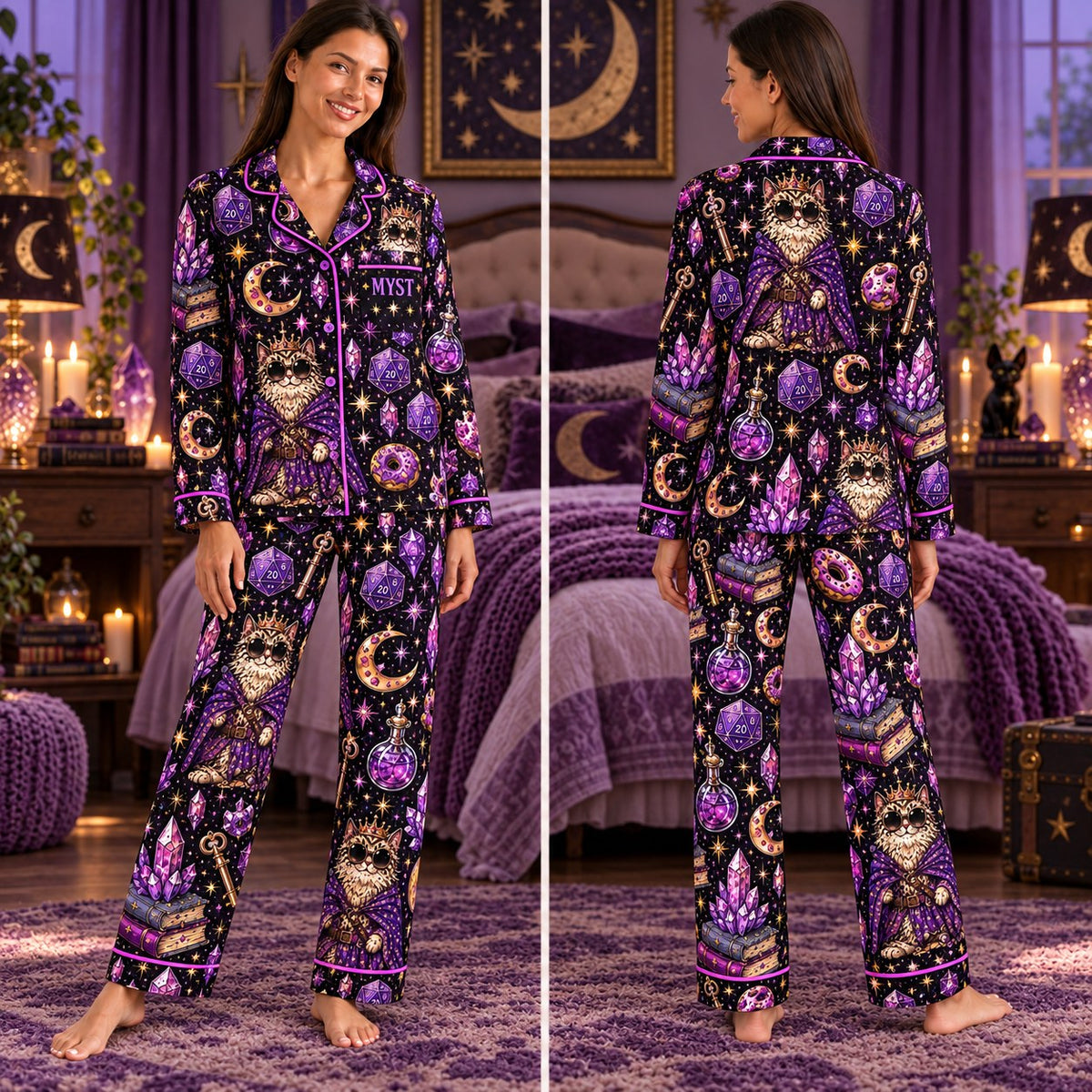 Dungeon Crawler Carl satin pajamas Design 1 – front and back view