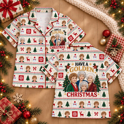 Christmas Friends Pajamas Set, White Festive Print, Long Sleeve, Short Sleeve or Pajama Pants