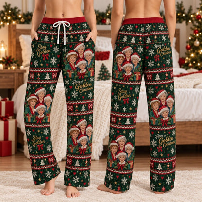 Red Green Holiday Reindeer Pajamas Set, Long Sleeve, Short Sleeve or Pajama Pants, Christmas Sleepwear