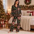 Red Green Holiday Reindeer Pajamas Set, Long Sleeve, Short Sleeve or Pajama Pants, Christmas Sleepwear