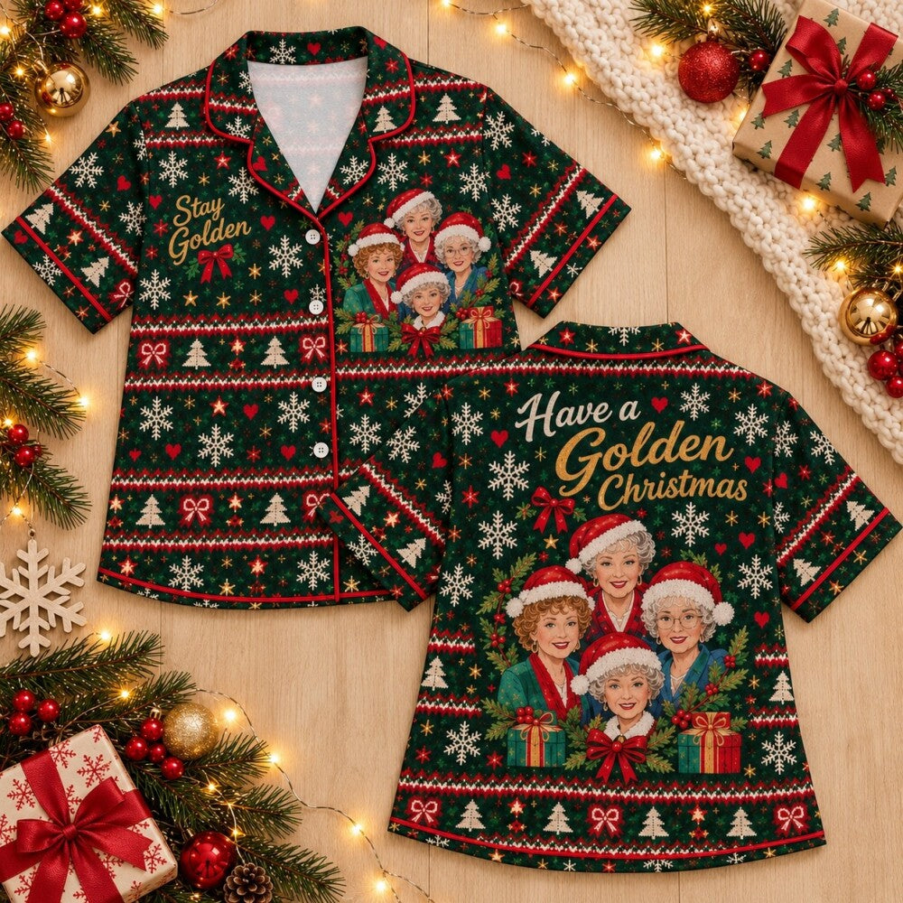 Red Green Holiday Reindeer Pajamas Set, Long Sleeve, Short Sleeve or Pajama Pants, Christmas Sleepwear