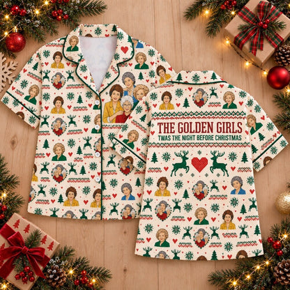 Red Green Holiday Reindeer Pajamas Set, Long Sleeve, Short Sleeve or Pajama Pants, Christmas Sleepwear