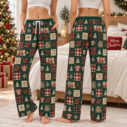 Colorful Friends Patchwork Christmas Pajamas Set, Long Sleeve, Short Sleeve or Pajama Pants