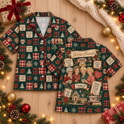 Colorful Friends Patchwork Christmas Pajamas Set, Long Sleeve, Short Sleeve or Pajama Pants
