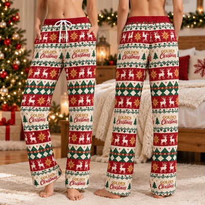 Red Green Reindeer Christmas Pajamas Set, Long Sleeve, Short Sleeve or Pajama Pants, Holiday Gift