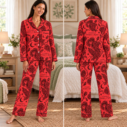 ACOTAR satin pajamas 1. Thorns and Roses – front and back view