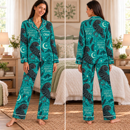 ACOTAR satin pajamas 2. Mist and Fury – front and back view