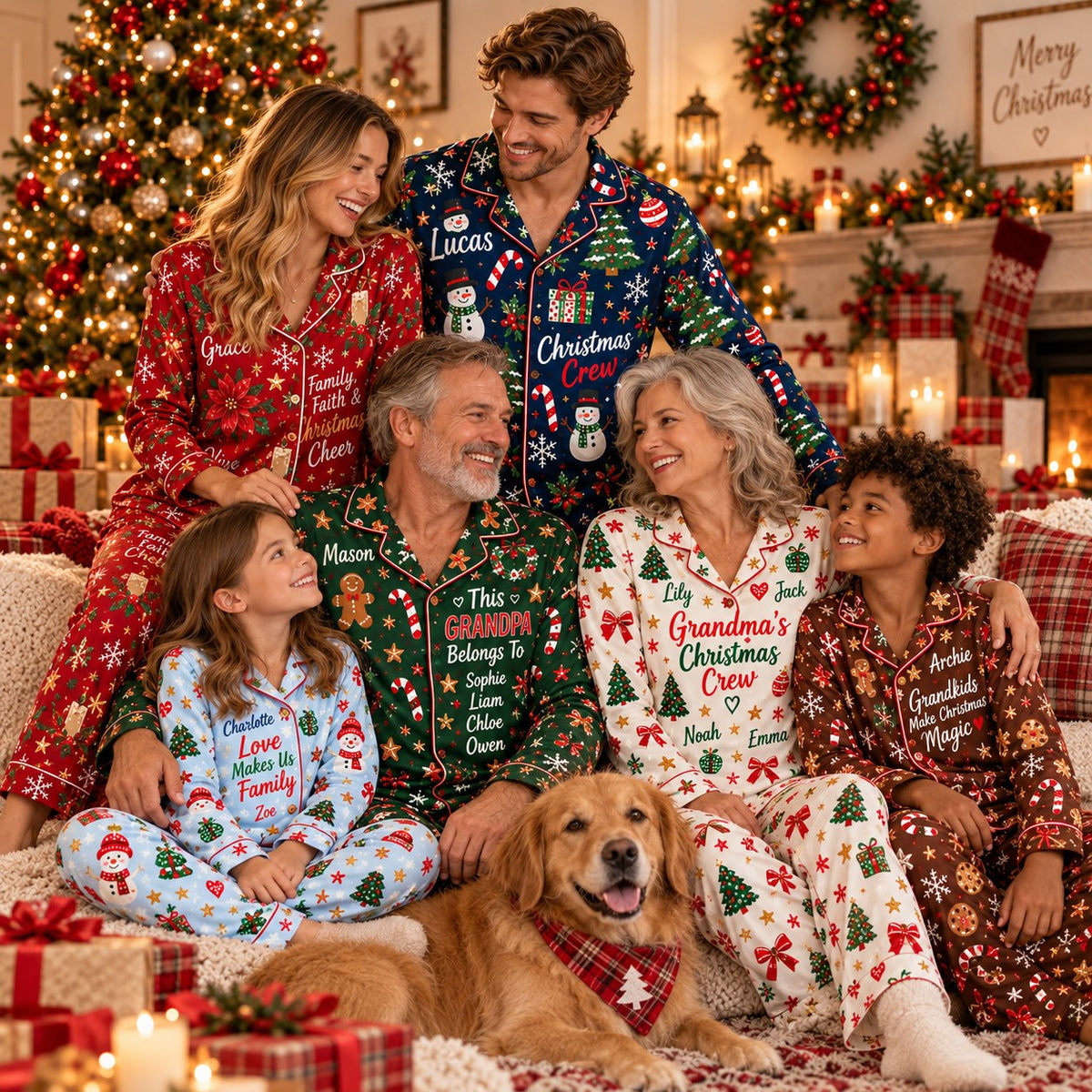 Personalized Christmas satin pajamas - view 3