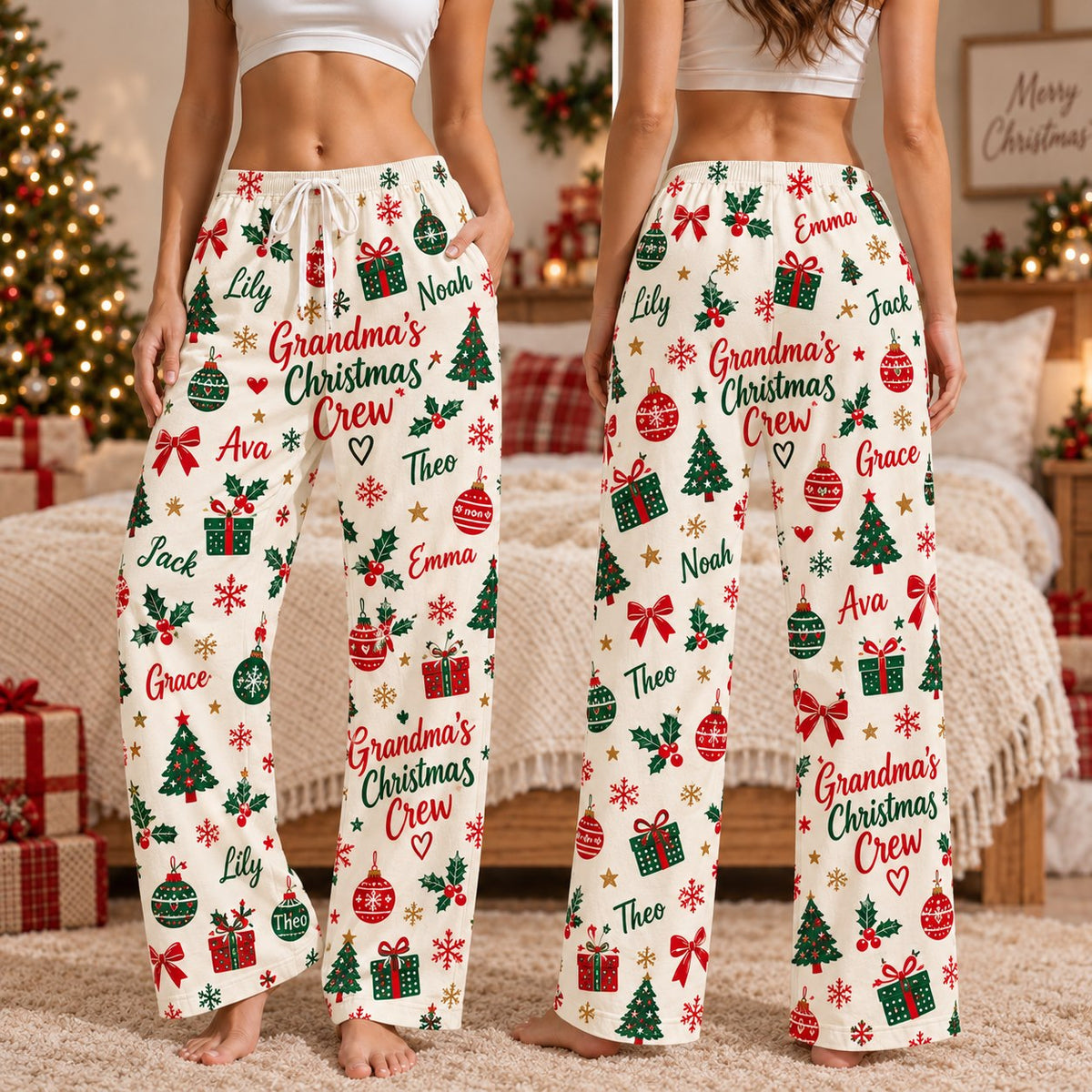 Personalized Christmas satin pajamas - view 9