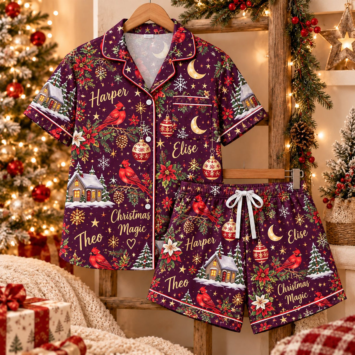 Personalized Christmas satin pajamas cousins crew - view 6
