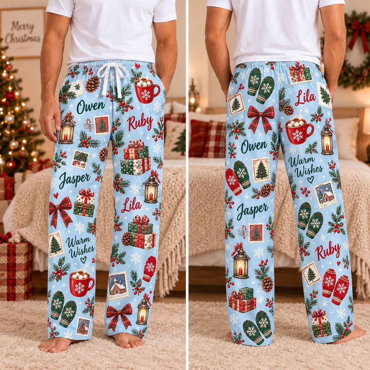 Personalized Christmas satin pajamas cousins crew - view 9