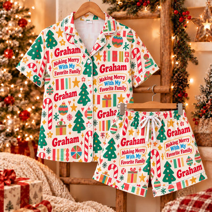 Personalized Christmas satin pajamas retro - view 5