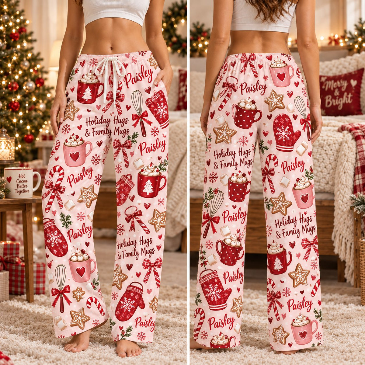 Personalized Christmas satin pajamas patchwork - view 11