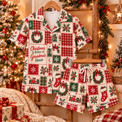 Personalized Christmas satin pajamas patchwork - view 6