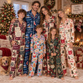 Personalized Christmas Satin Pajamas - Custom Name Patchwork PJ Set, Snowy Cottage Baking Gift