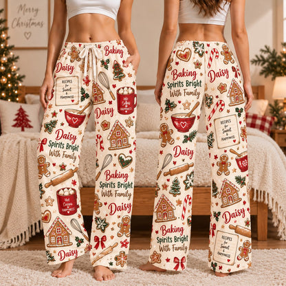 Personalized Christmas satin pajamas snowy cottage - view 6