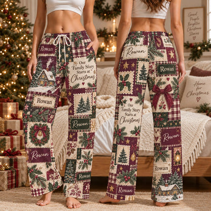 Personalized Christmas satin pajamas snowy cottage - view 8