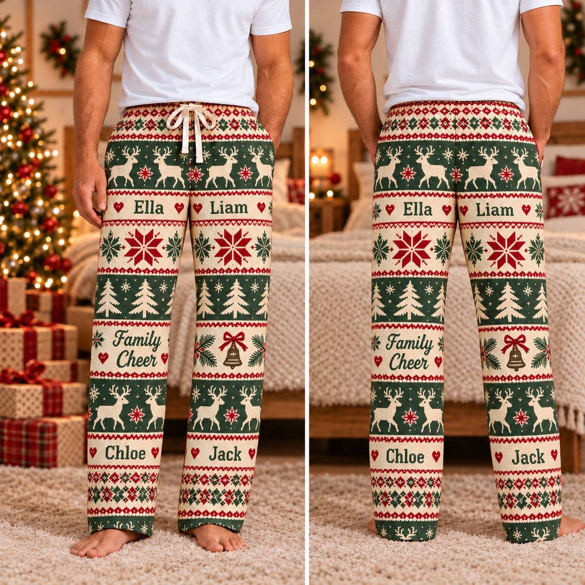 Personalized Christmas satin pajamas snow globe - view 4