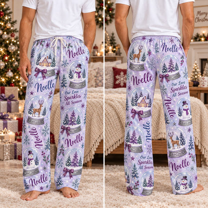 Personalized Christmas satin pajamas snow globe - view 7