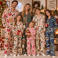 Personalized Christmas Satin Pajamas - Custom Name Family PJ Set, Cocoa Market Woodland Gift