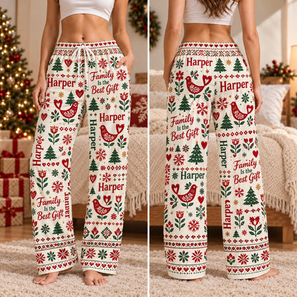 Personalized Christmas satin pajamas ski cabin - view 5