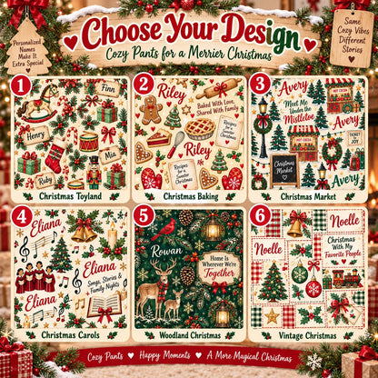 Personalized Christmas satin pajamas toyland - choose your design, 6 patterns