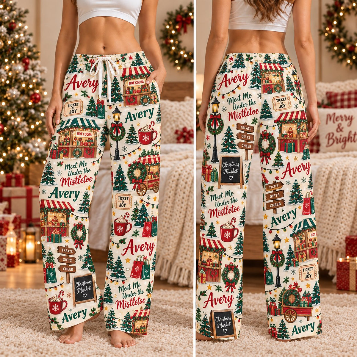 Personalized Christmas satin pajamas toyland - view 6