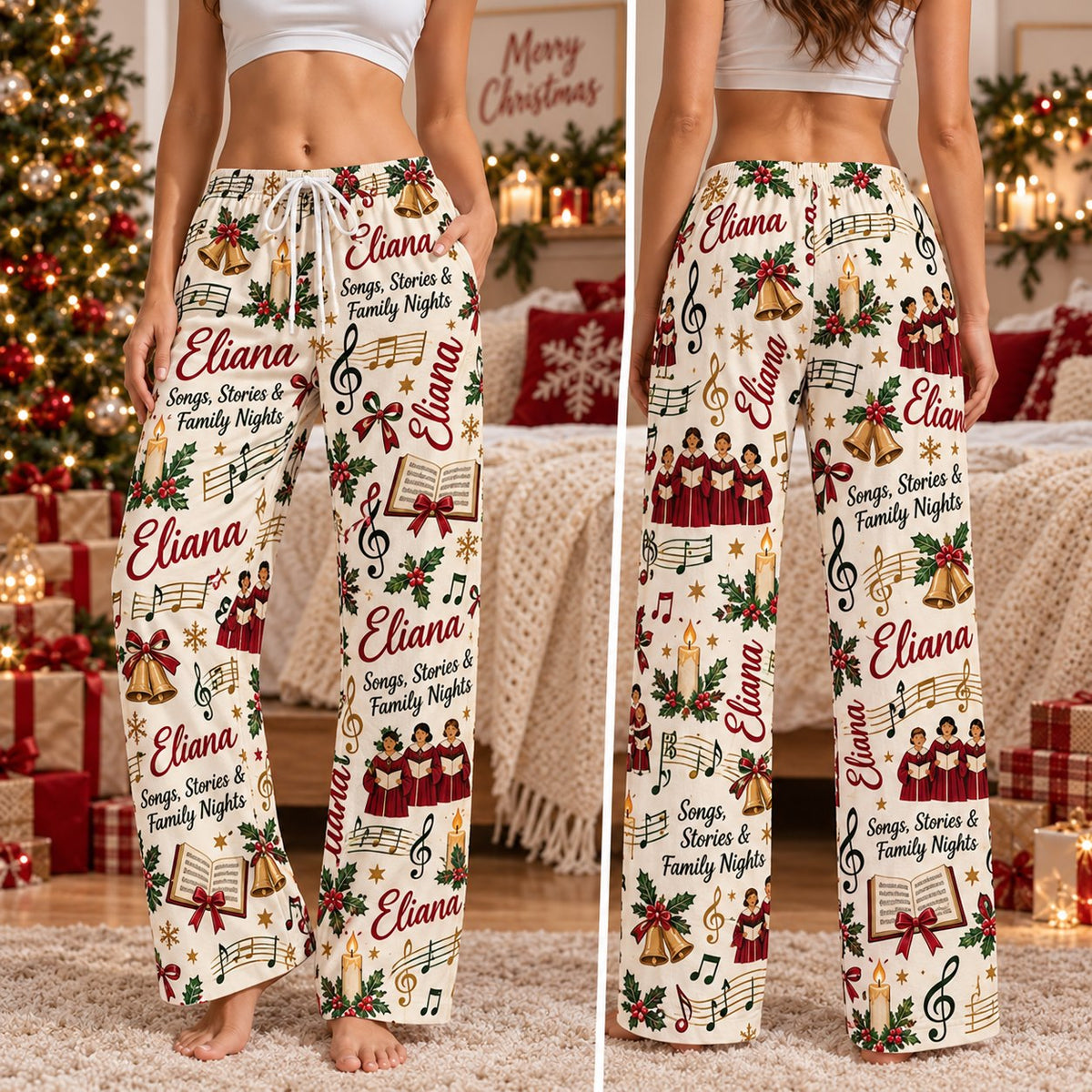 Personalized Christmas satin pajamas toyland - view 7