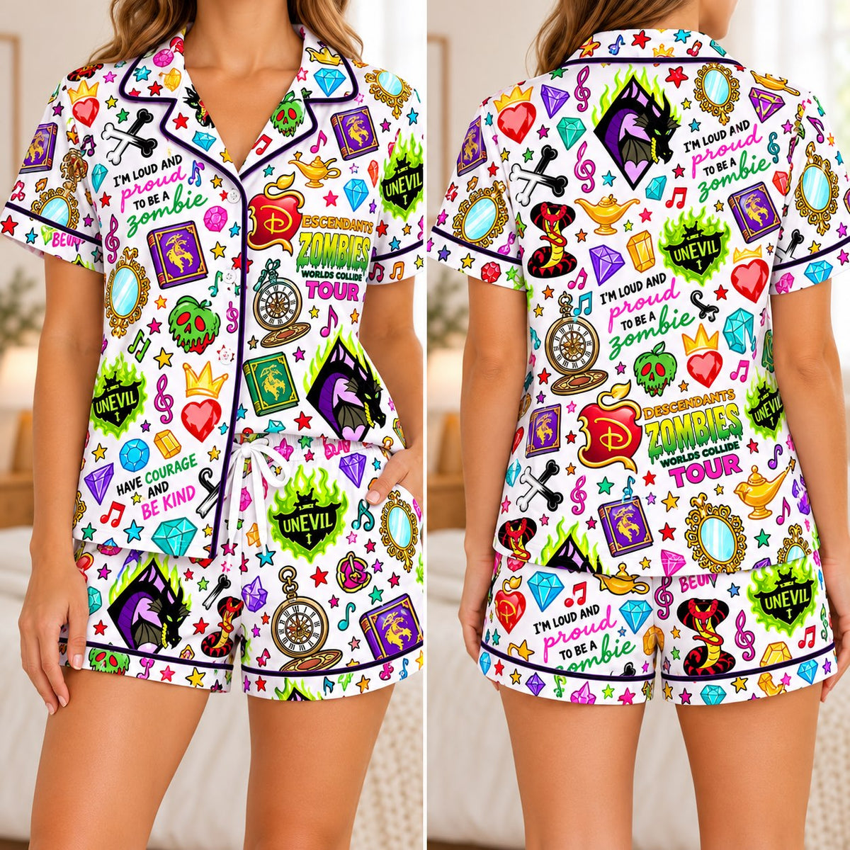 Short sleeve set - white print