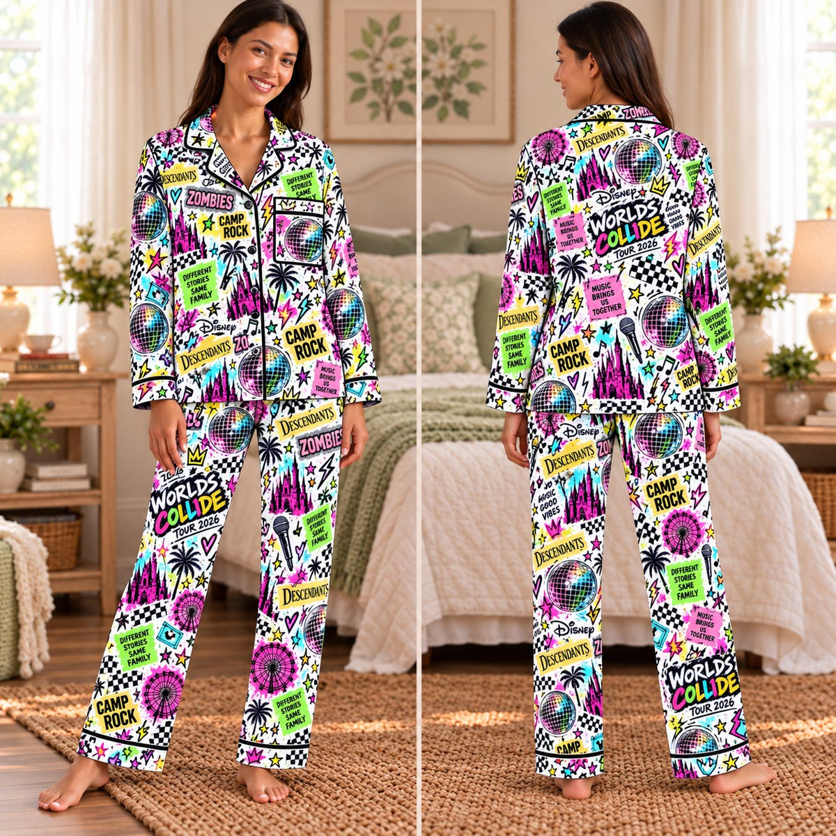 Design 5 - white palm tree long sleeve set