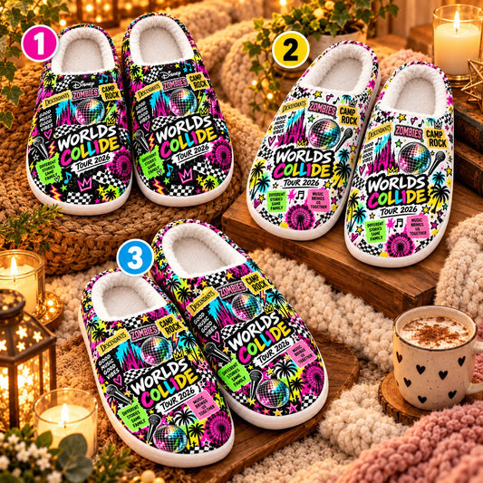 Worlds Collide Tour 2026 slippers - 3 designs