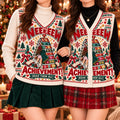 New Achievement Read Them All Cardigan Vest - Dungeon Crawler Carl Book Tree Christmas Sweater Vest, Cream