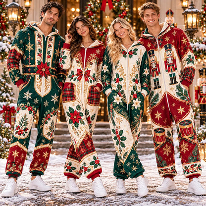 Nutcracker poinsettia Christmas onesie - matching group wearing the jumpsuits