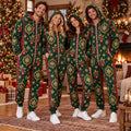 Gold Snowflake Ornament Christmas Onesie - Green Plaid Candy Cane Matching Family Jumpsuit Pajamas