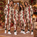 Holly Bow Bell Christmas Onesie - Vintage Cream Red Stripe Matching Family Jumpsuit Pajamas