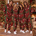 Burgundy Snowflake Garland Christmas Onesie - Gold Star Matching Family Jumpsuit Pajamas for Adults