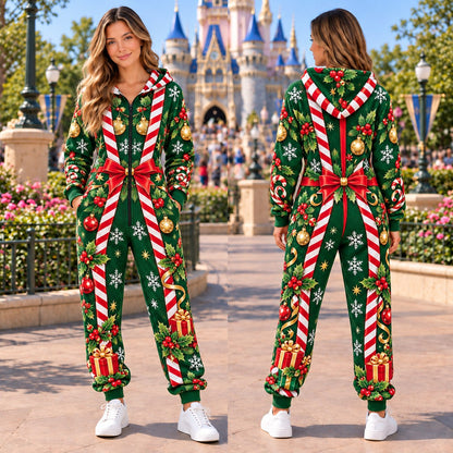 Gingerbread candy cane Christmas onesie - design 1 front and back