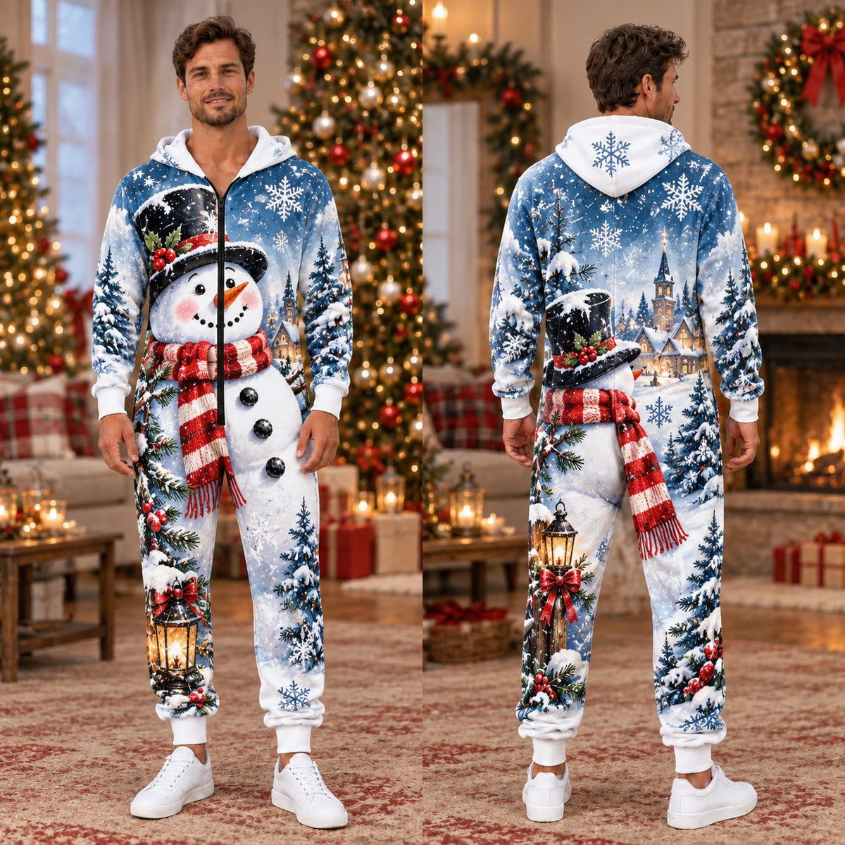 Santa reindeer snowman elf Christmas onesie - design 3 front and back