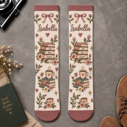 Cozy Reading Socks for Women, Shhh I’m Reading Book Lover Socks, Personalized Bookworm Socks, Reader Gift for Her